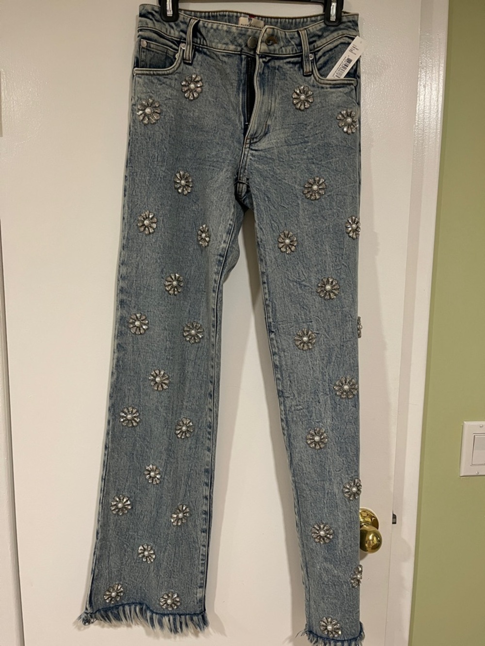 Alice and Olivia Light Blue Embellished Women's Jeans